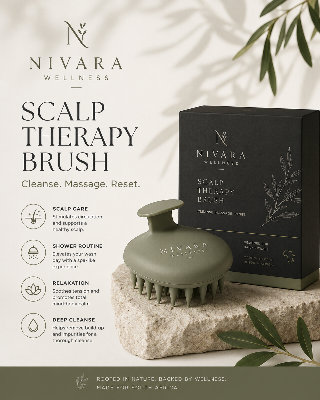 Scalp Therapy Brush by Nivara Wellness