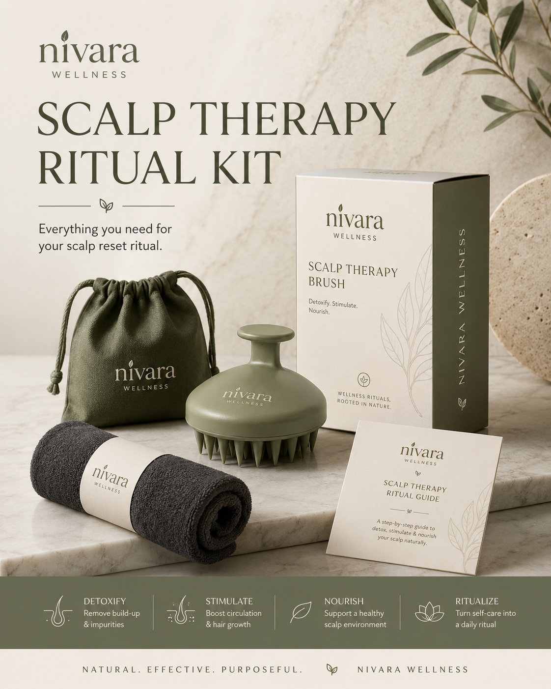 Scalp Therapy Brush by Nivara Wellness