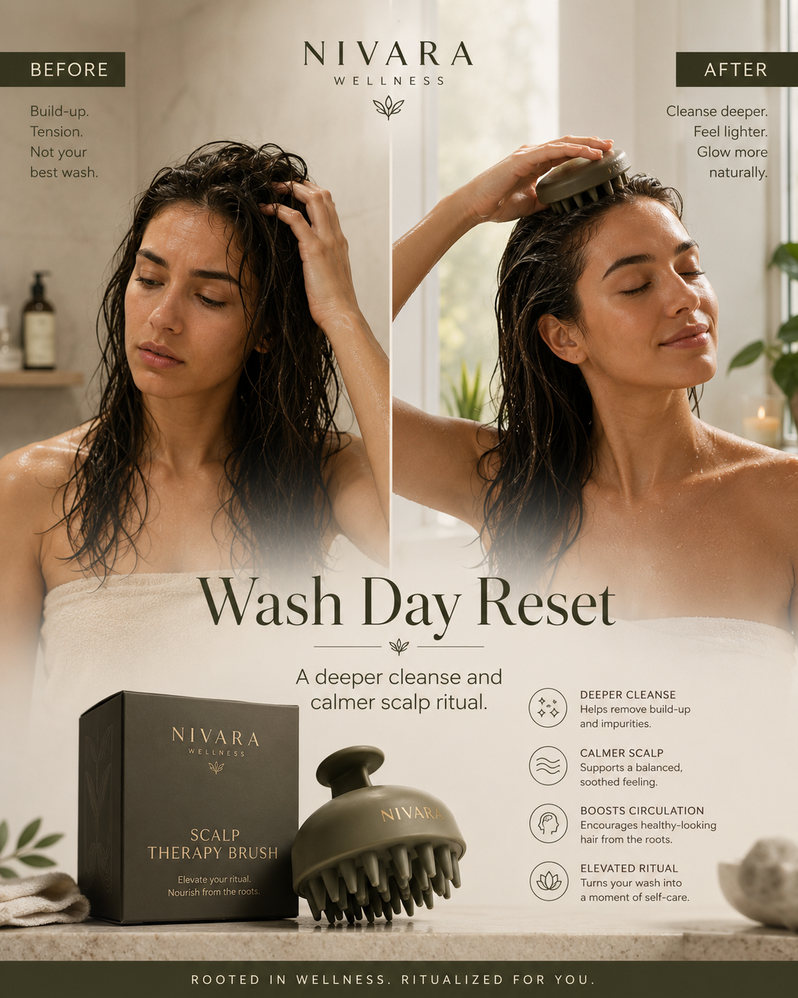 Scalp Therapy Brush by Nivara Wellness