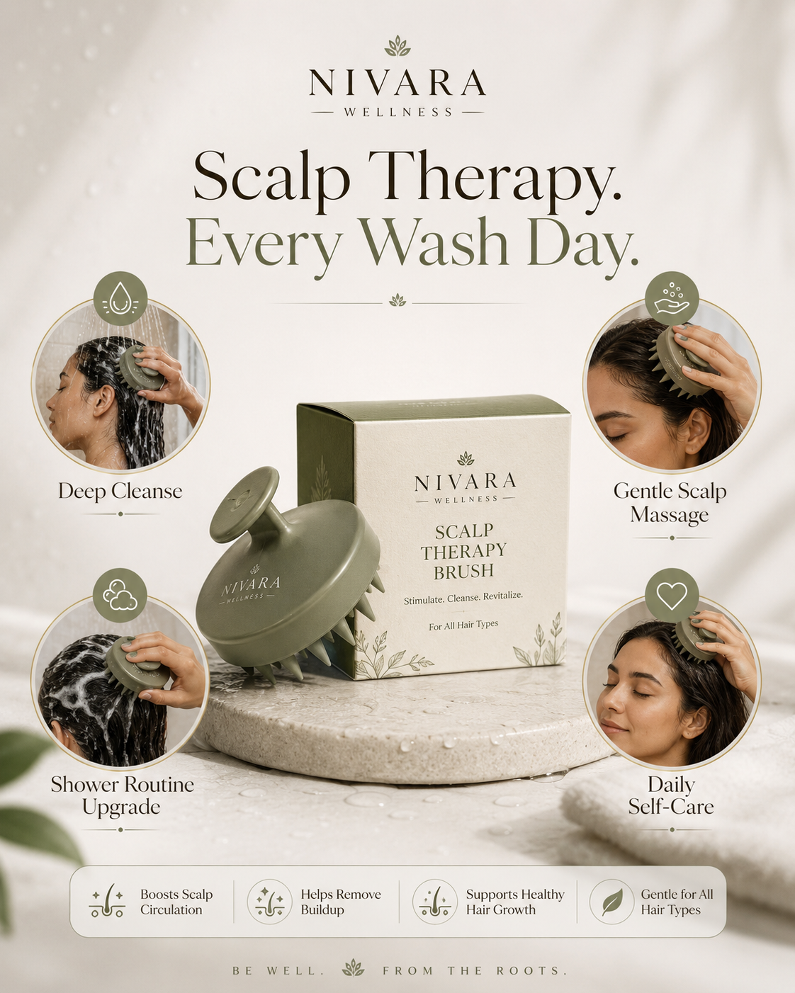 Scalp Therapy Brush by Nivara Wellness