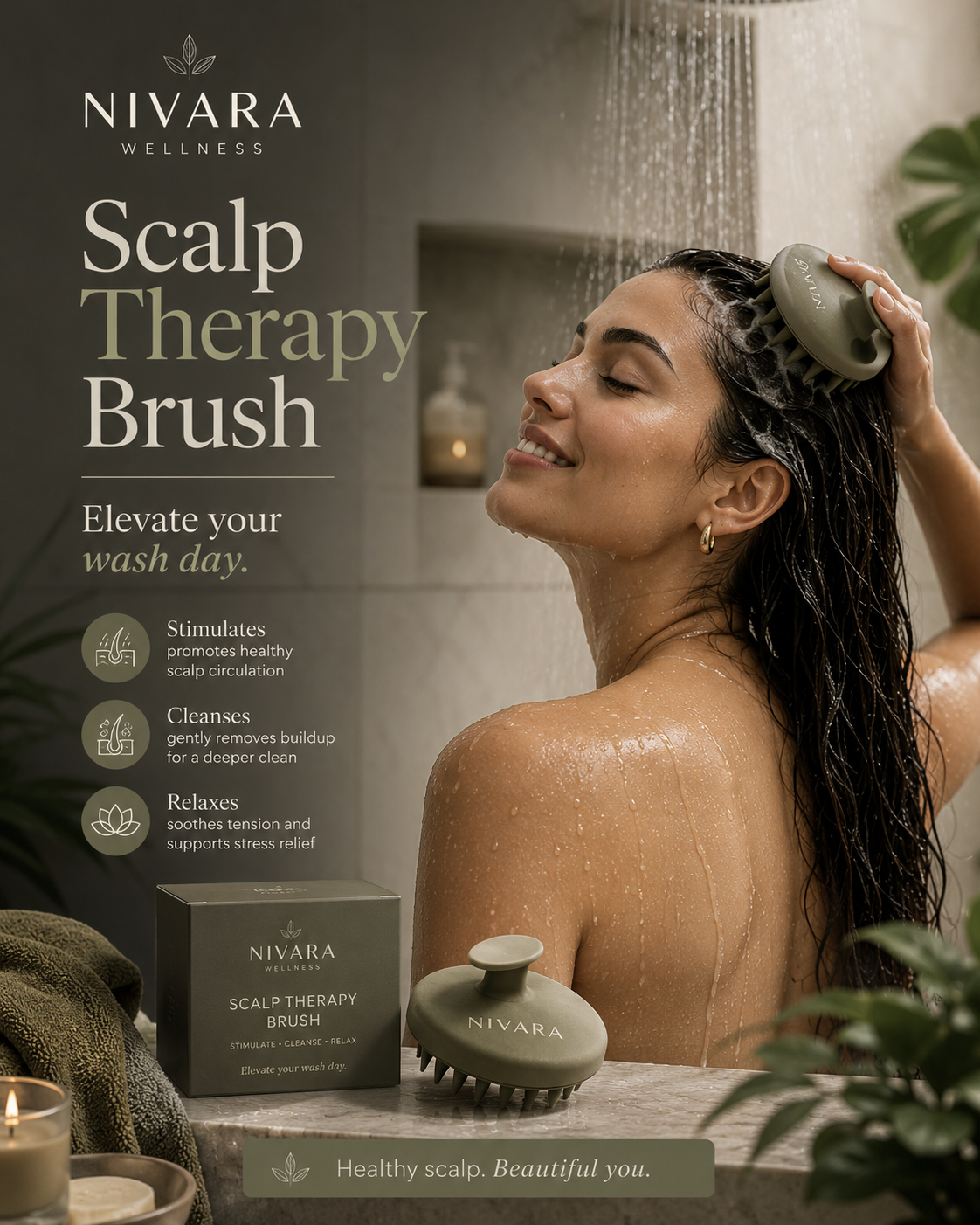 Scalp Therapy Brush by Nivara Wellness